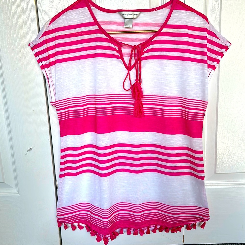Pink and white top
